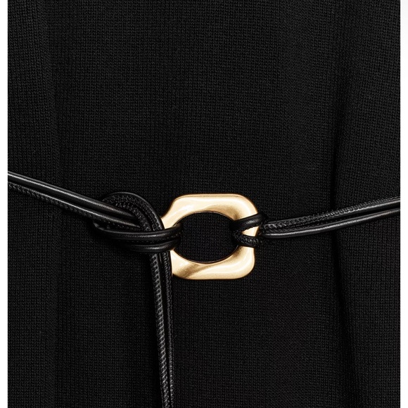 ZARA Women’s Black Knit Belted Dress, M NWT - Picture 9 of 15